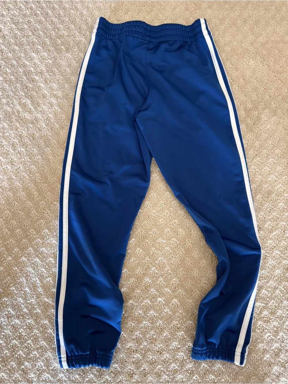 adidas Royal Blue Kids Joggers with White Side Stripes
